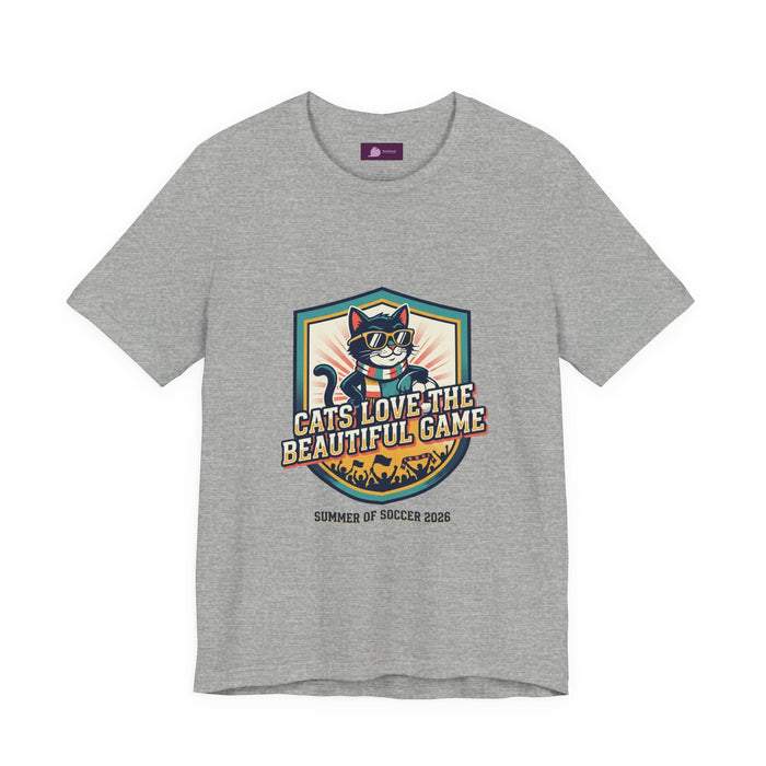 Cats Love the Beautiful Game Tee | Retro Soccer, Country Pride - FloofChonk