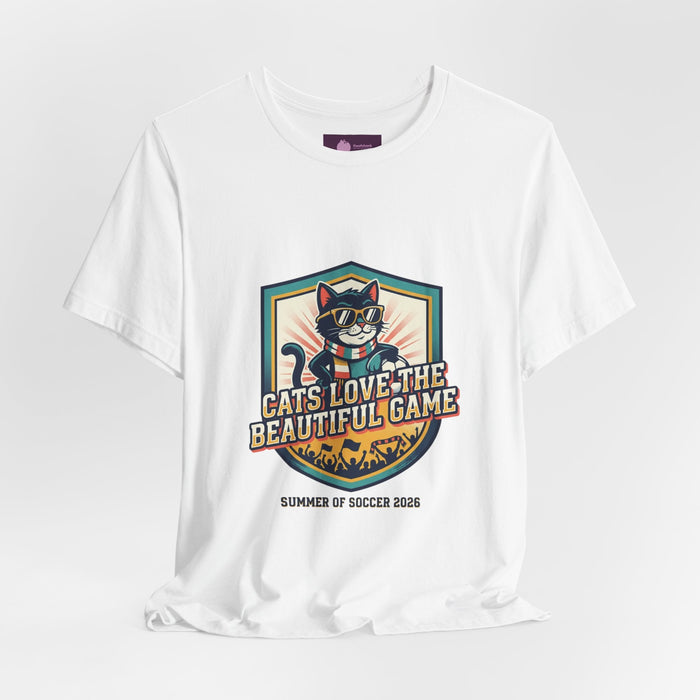 Cats Love the Beautiful Game Tee | Retro Soccer, Country Pride - FloofChonk