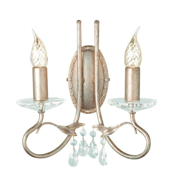 christina 2 light silver and gold wall light elstead lighting