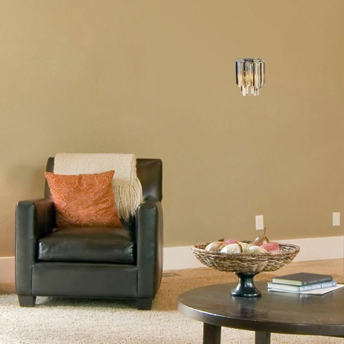 clarissa 2 light chrome wall light crystal prism drops by searchlighting lighting, living room image