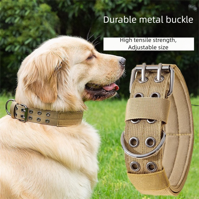 Collier militaire pour chien, anneau en D et boucle métalliques réglables, pour chiens moyens et grands