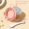 Couvercles et cuillères pour aliments pour chiens et chats, ouvre-boîte avec couvercle - Blanc