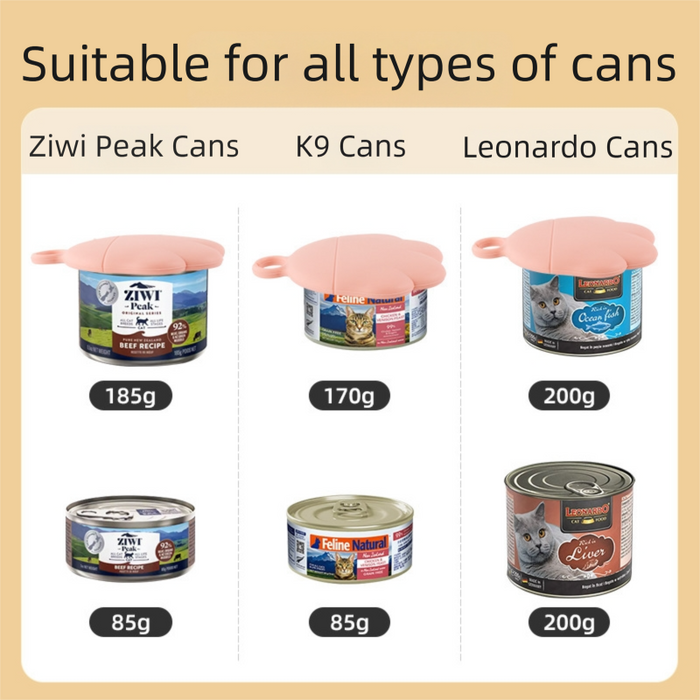 Couvercles et cuillères pour aliments pour chiens et chats, ouvre-boîte avec couvercle - Blanc