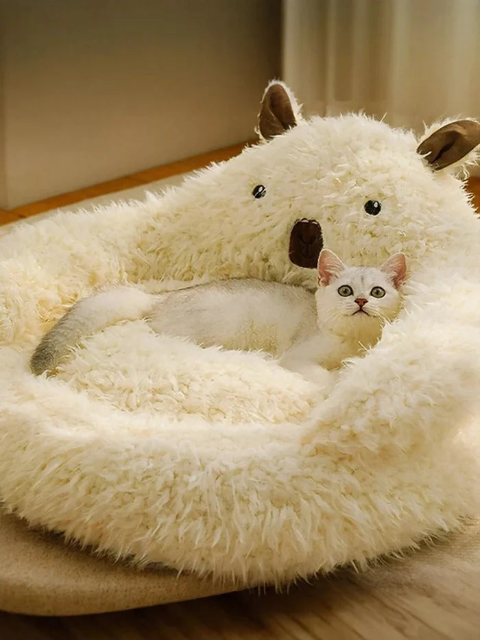 Cozy Bear - Shaped Plush Pet Nest - FloofChonk