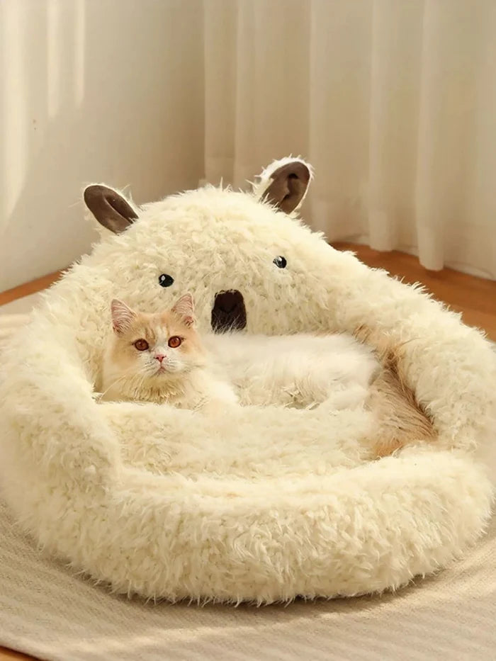 Cozy Bear - Shaped Plush Pet Nest - FloofChonk