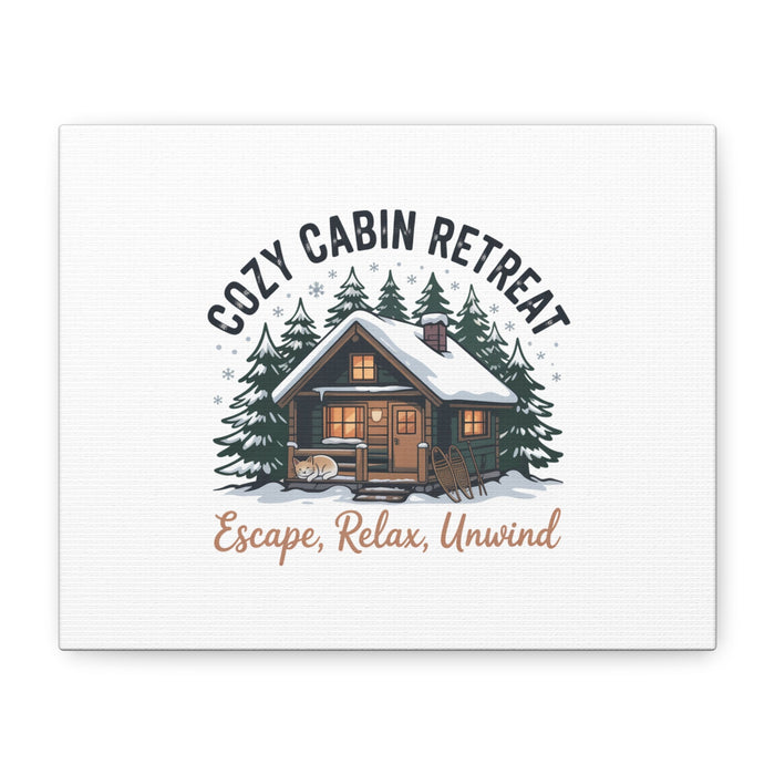Cozy Cabin Retreat Log Cabin Art Print | Matte Canvas Stretched, 1.25" - FloofChonk