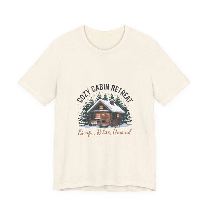 Cozy Cabin Retreat Tee | cabin vibes shirt, mountain silhouette design - FloofChonk