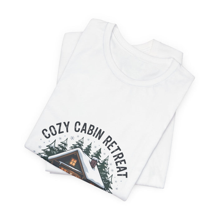 Cozy Cabin Retreat Tee | cabin vibes shirt, mountain silhouette design - FloofChonk
