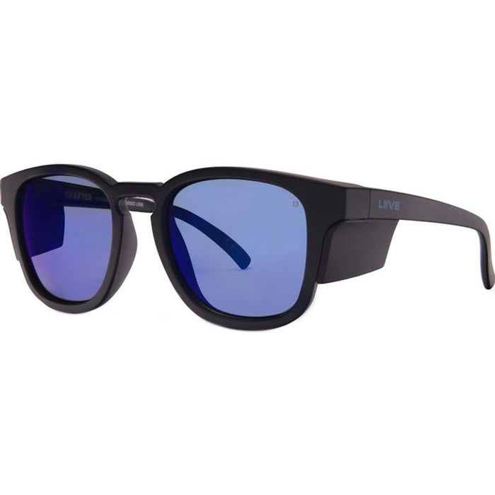 Crafter X Safety, Matte Black/Blue Mirror Polarised Lenses