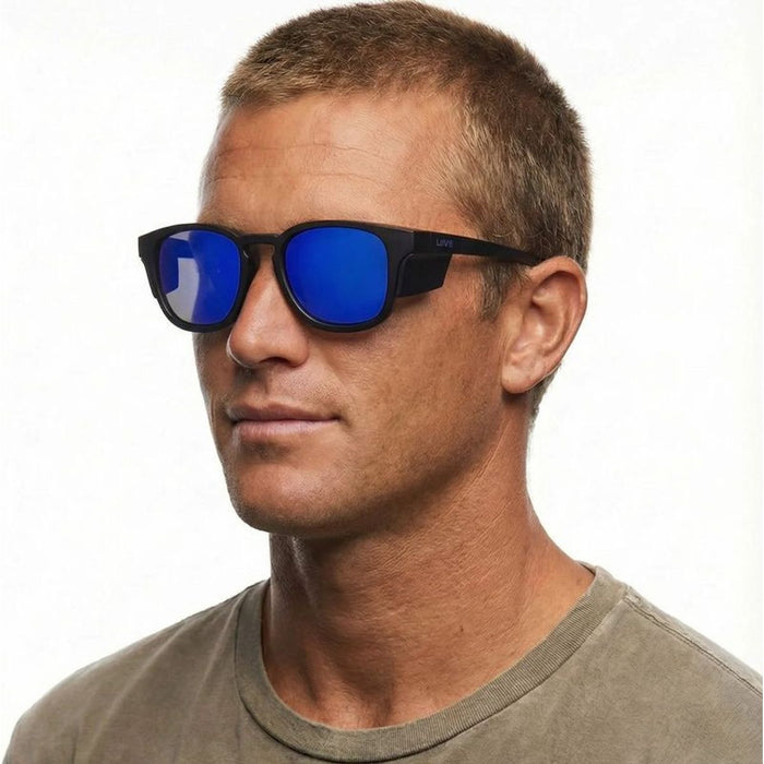 Crafter X Safety, Matte Black/Blue Mirror Polarised Lenses
