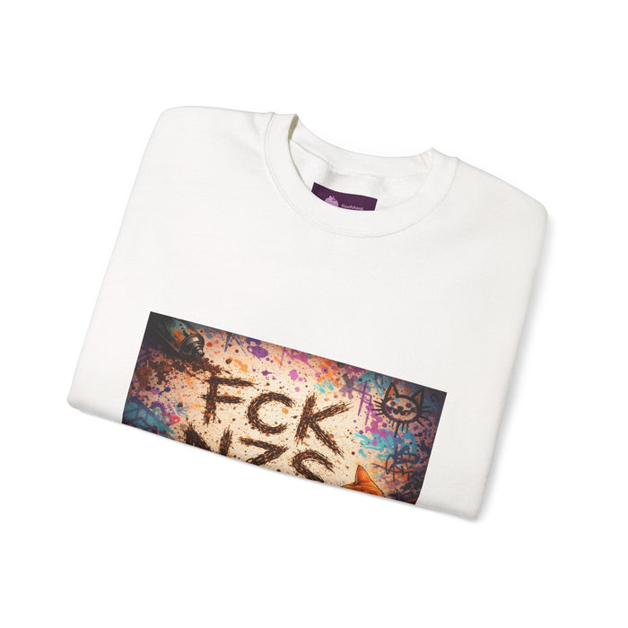 Crewneck Sweatshirt — 'FCK NZS' Graffiti Protest Design - FloofChonk