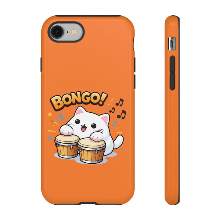 Cute Bongo Cat Phone Case — Orange Protective Tough Case with Drumming Cat Design - FloofChonk