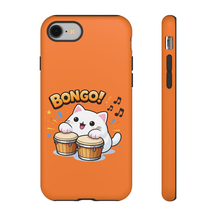 Cute Bongo Cat Phone Case — Orange Protective Tough Case with Drumming Cat Design - FloofChonk