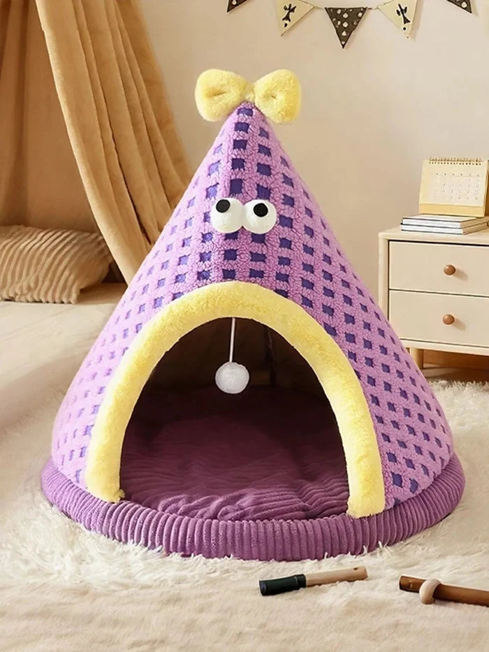 Cute Cartoon Style Pet Nest with Hanging Ball - FloofChonk
