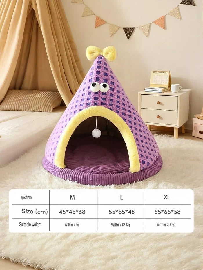 Cute Cartoon Style Pet Nest with Hanging Ball - FloofChonk