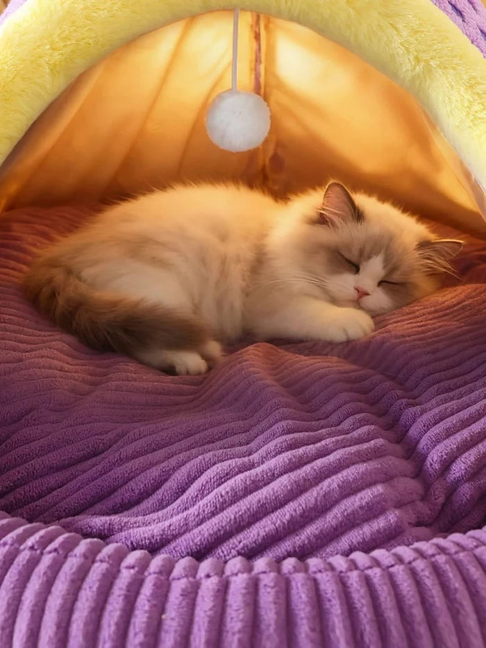 Cute Cartoon Style Pet Nest with Hanging Ball - FloofChonk
