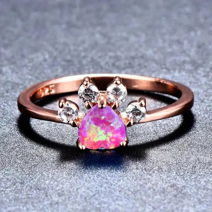 Cute Cat - claw - shaped Rings Fashion Personality Rhinestone Ring Women's Jewelry - FloofChonk