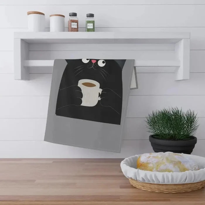 Cute Cat Coffee Tea Towels - Fun Kitchen Decor for Cat Lovers - FloofChonk