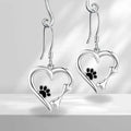Cute Cat Paw Heart Earrings in White Gold - FloofChonk