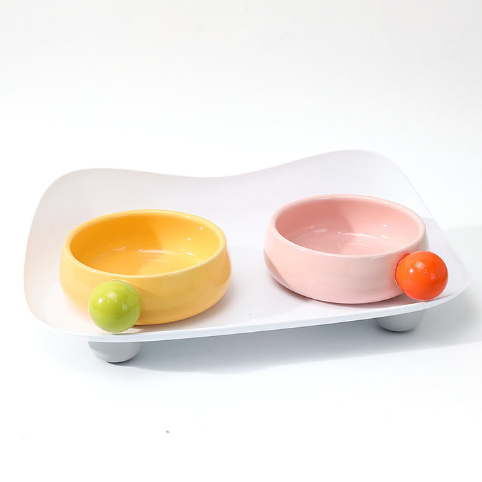 Distributeur de nourriture pour animaux de compagnie double bicolore