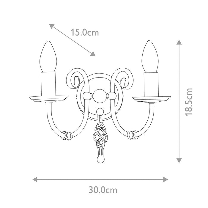 Elstead Artisan Black Twin Arm Wall Light — close-up detail