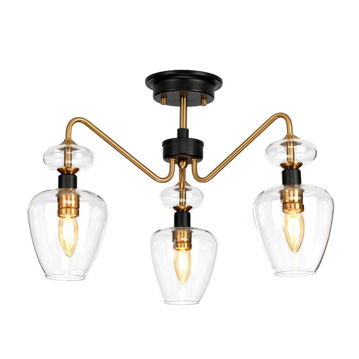 Elstead Lighting Armand 3 Light Semi Flush Brass Ceiling Light Living room Image