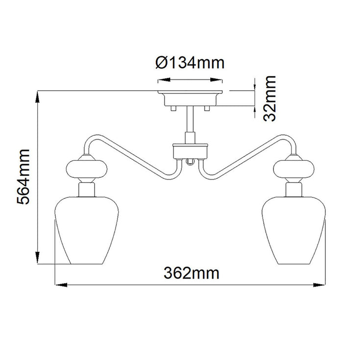 Elstead Lighting Armand 3 Light Semi Flush Brass Ceiling Light — close-up detail