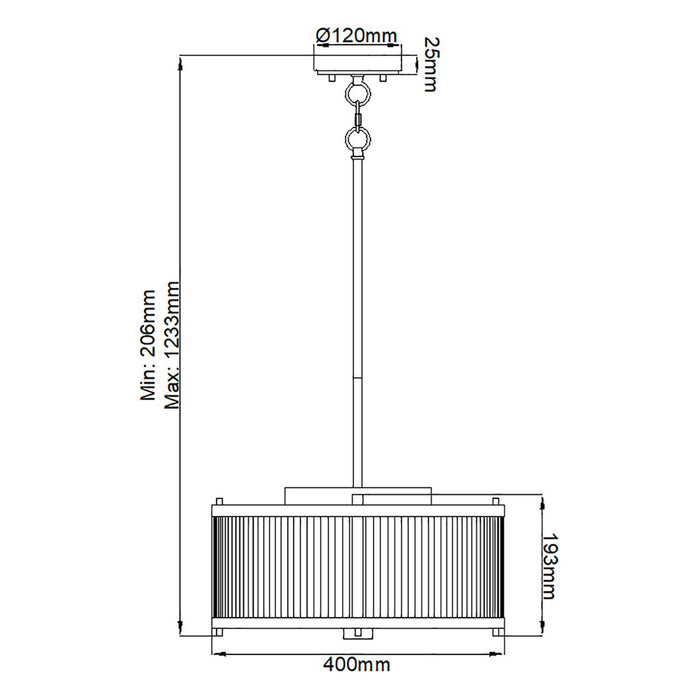 Elstead Lighting Corona 3 Light Bronze Ceiling Pendant — close-up detail