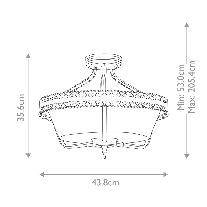 Elstead Lighting Crown 3 Light Semi-Flush Pendant — close-up detail