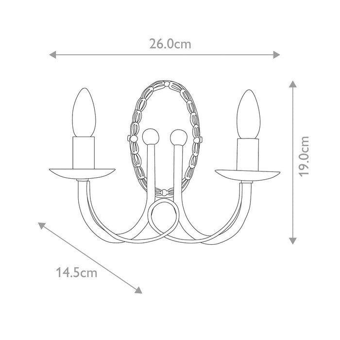Elstead Minster Black 2 Light Wall Light — close-up detail