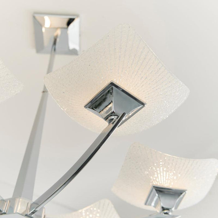 Art Deco Ceiling Light - Ayres 6 Arm Chrome Finish Semi Flush Ceiling Light AYRES-6CH  close up living room