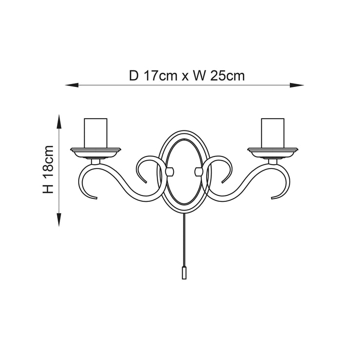 bernice twin arm antique brass finish wall light by Endon Lighting Living room close up image