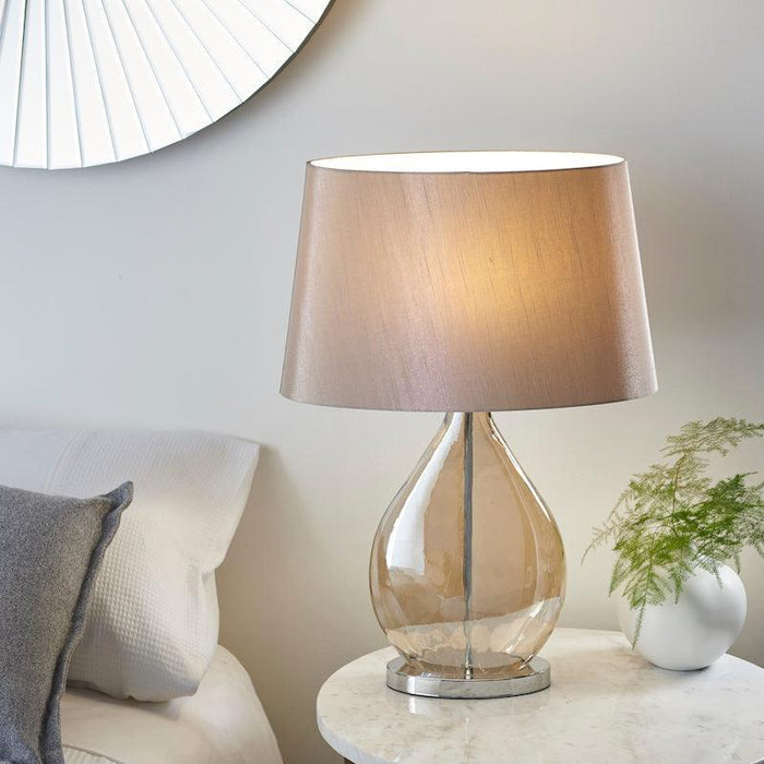 Endon Kew Gold Finish Glass And Mink Faux Silk Table Lamp 3