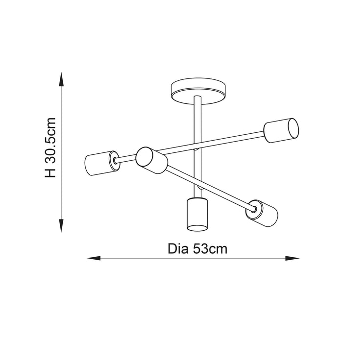 Studio 5lt Semi Flush Ceiling Light by Endon Lighting Living Room Image 11