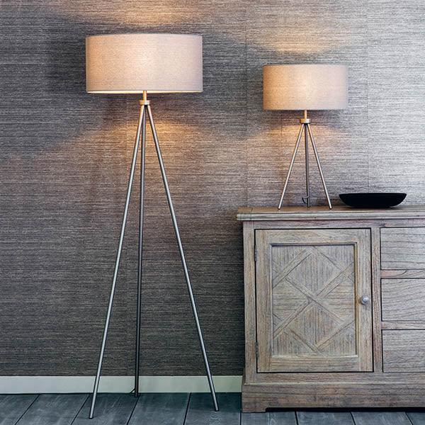 Endon Tri 1 Light Nickel Table Lamp-Endon Lighting-Living-Room-Tiffany Lighting Direct-[image-position]