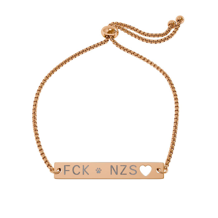 Engravable Heart Cutout Bar Bracelet — Adjustable Personalized Nameplate Jewelry - FloofChonk