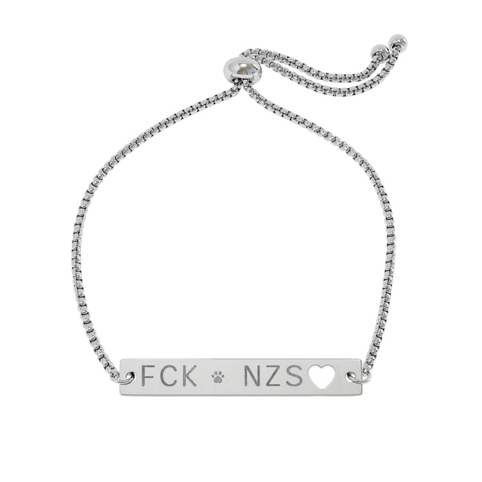 Engravable Heart Cutout Bar Bracelet — Adjustable Personalized Nameplate Jewelry - FloofChonk