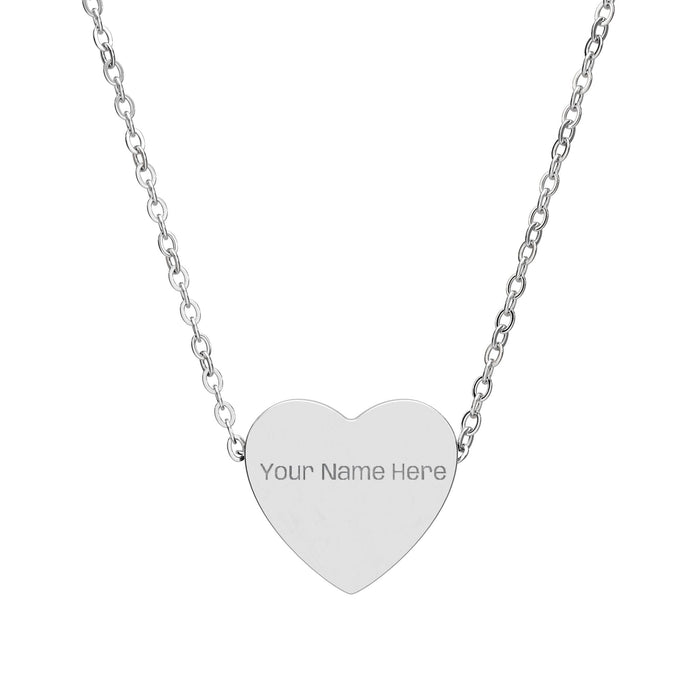 Engravable Heart Necklace — Personalized Name Pendant - FloofChonk