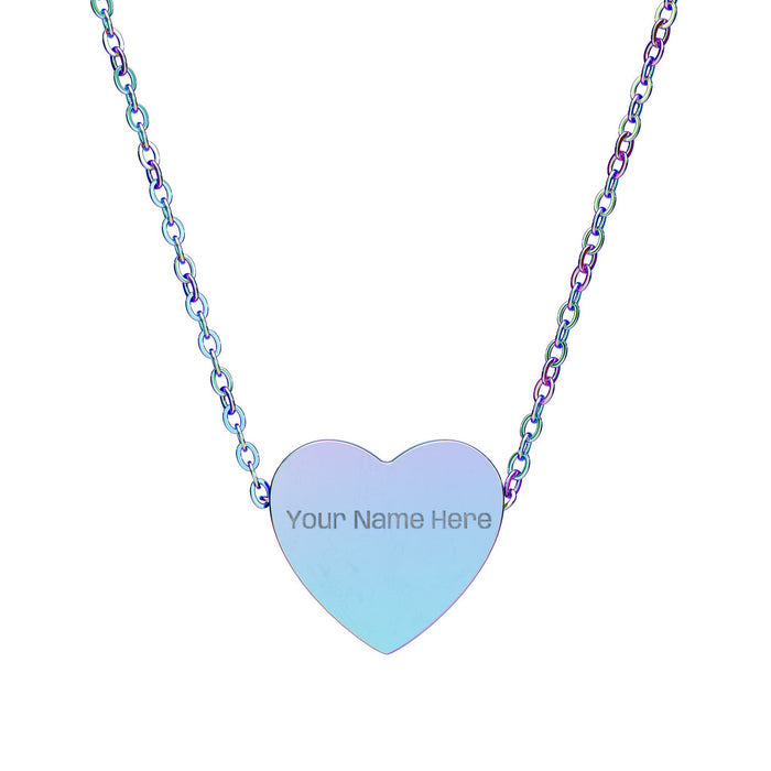 Engravable Heart Necklace — Personalized Name Pendant - FloofChonk
