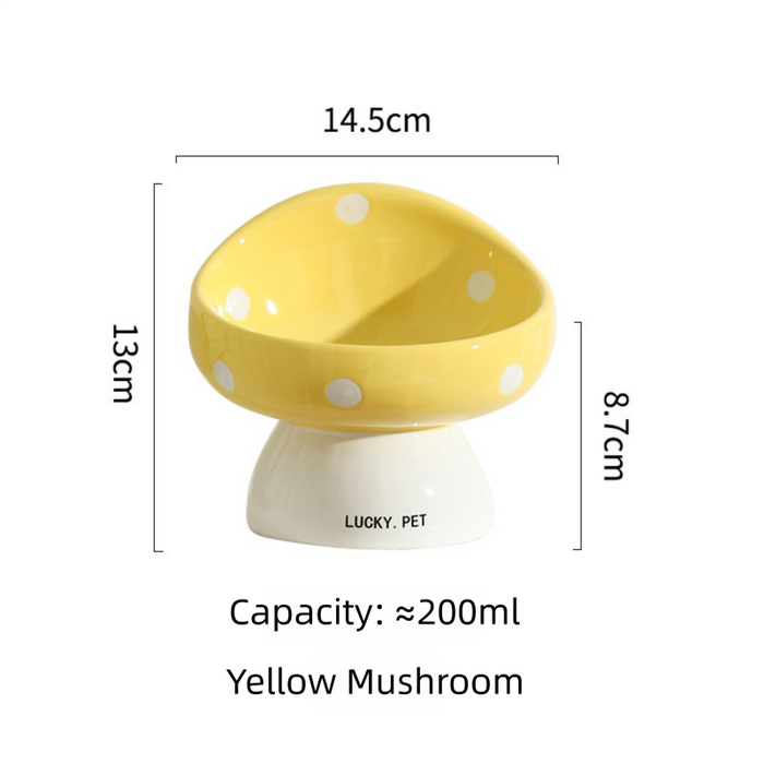 Ensemble de bols en céramique pour animaux de compagnie en forme de champignons (rouge et jaune)