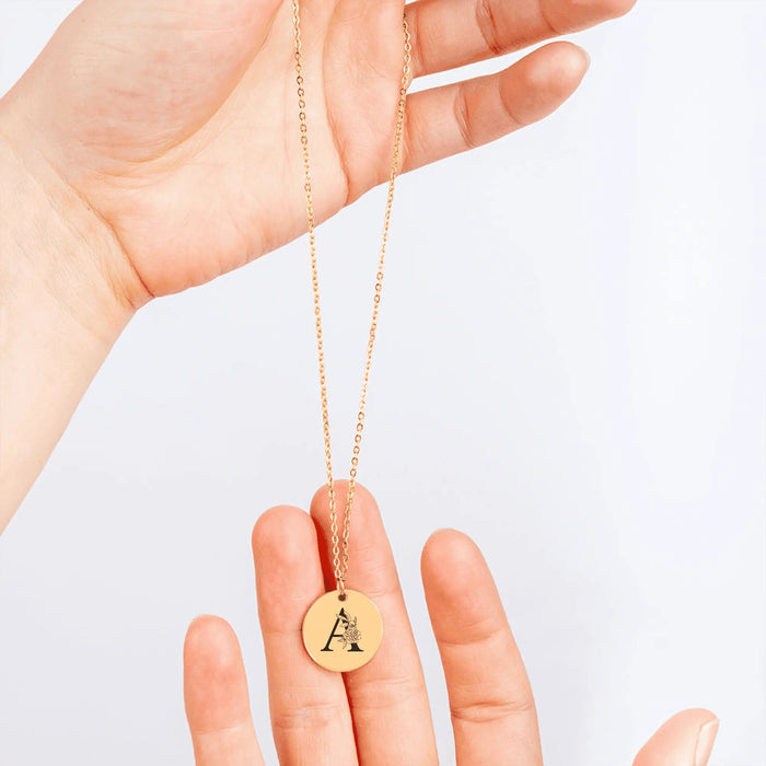 Floral Initial Necklace – A - FloofChonk
