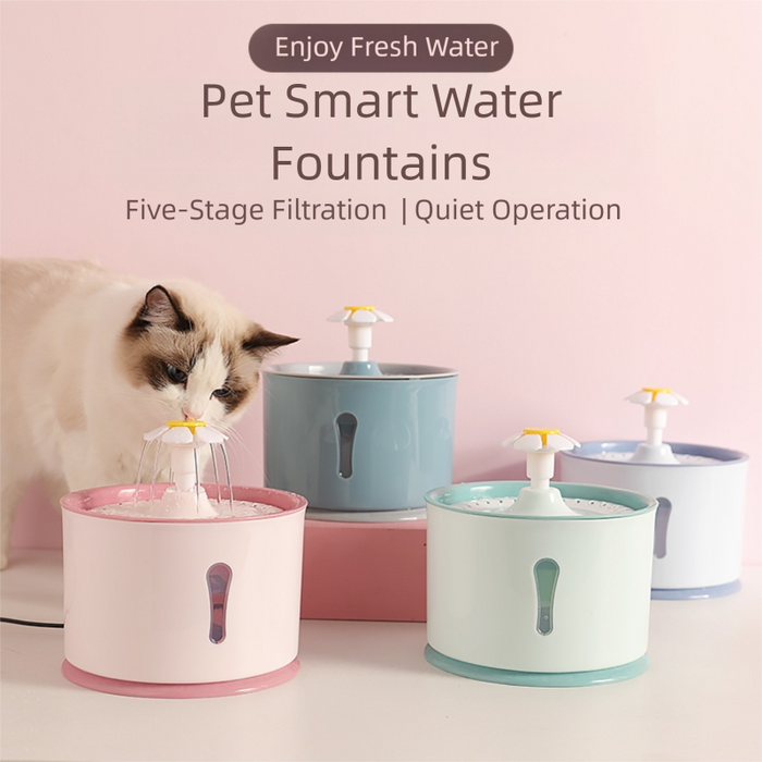 Fontaine à eau automatique pour animaux de compagnie avec 4 filtres de rechange