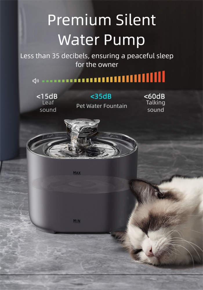 Fontaine à eau pour chat - Noire avec 4 filtres de rechange