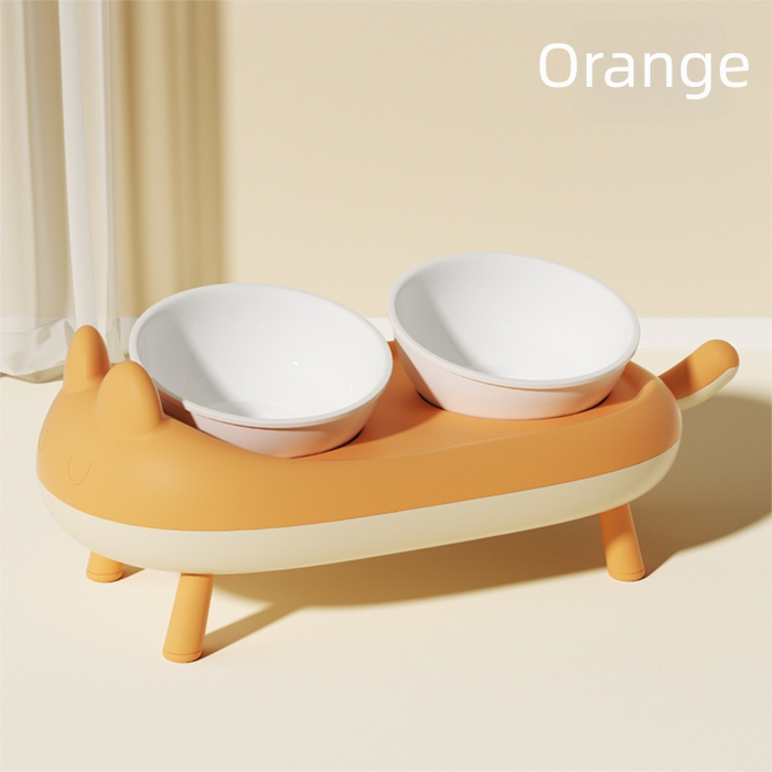 Gamelles surélevées pour chat avec support - Orange