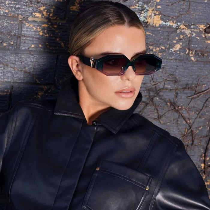 Genesis, Forest Green Fade to Rose with Gold Metal/Black Gradient Lenses