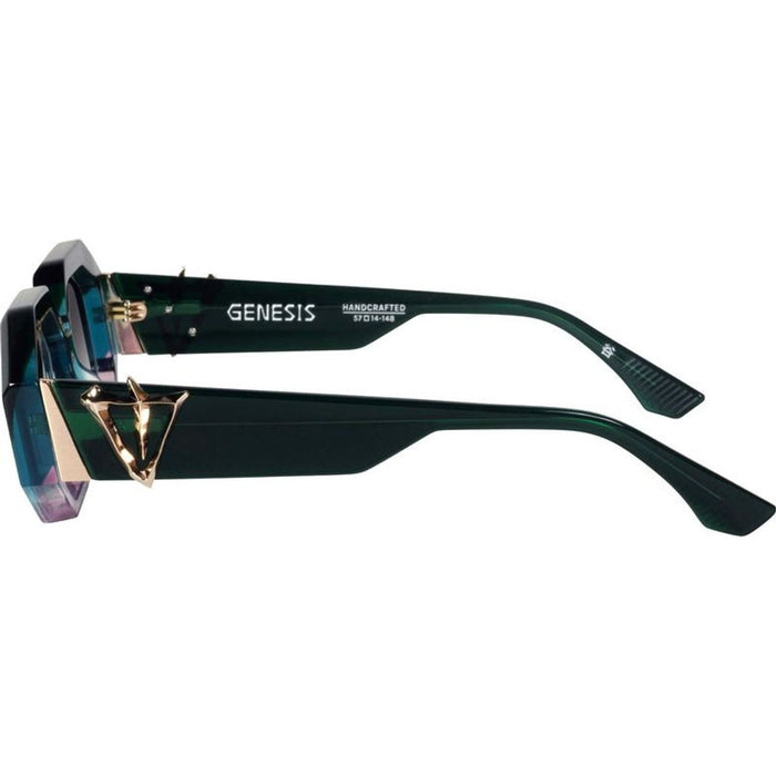 Genesis, Forest Green Fade to Rose with Gold Metal/Black Gradient Lenses