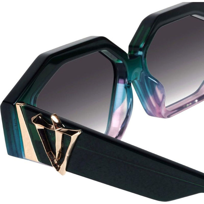 Genesis, Forest Green Fade to Rose with Gold Metal/Black Gradient Lenses