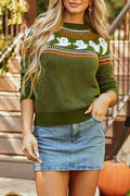 Ghost Round Neck Long Sleeve Sweater - FloofChonk