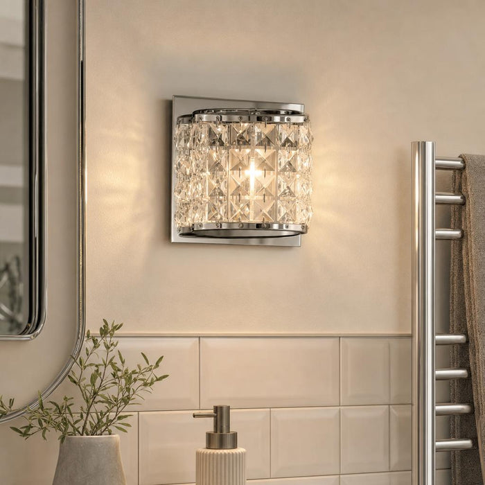 Glamour Chrome 1 Light  Bathroom Wall Light by Oaks Lighting — suits living rooms, bedrooms & hallways