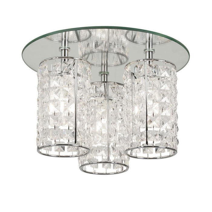 Traditional Bathroom Lights - Glamour Chrome Finish 3 Light Semi Flush Bathroom Ceiling Light 1693/3 CH